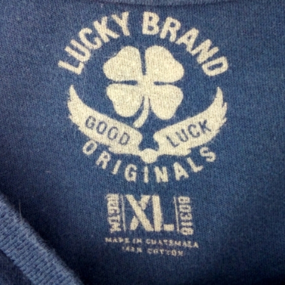 Men's Lucky Brand Rooted in Rock & Roll Navy Blue Tee 100% Cotton XL - Picture 2 of 5